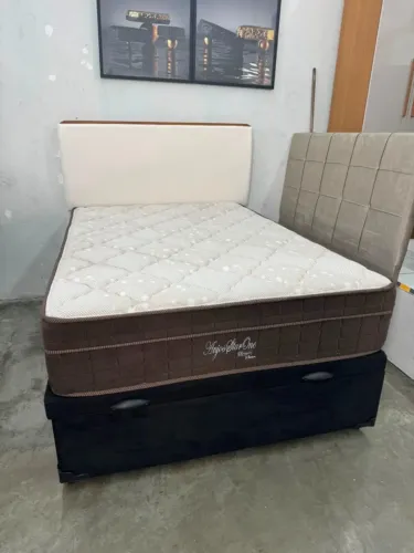 Colchão casal d45 + base baú 