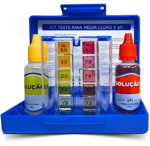 Kit teste ph e cloro para medir qualidade da água e piscina