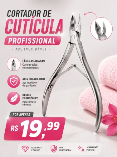 Alicate de Unha removedor de cutículas afiado para unhas e pés (prata)
