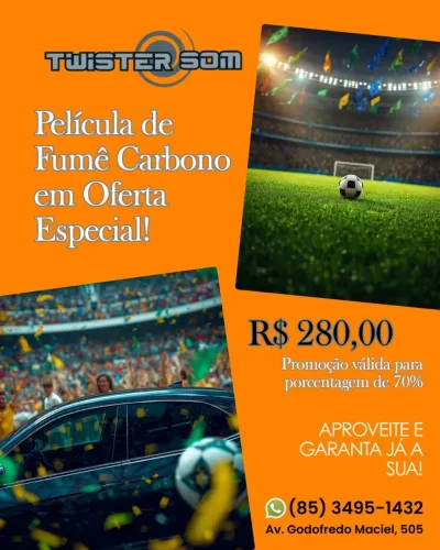 Promoção de Copa do Mundo: Película Fumê Carbono 70%
