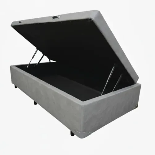 Base Box Baú de Solteiro no Cinza Fumaça