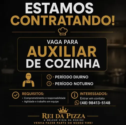 VAGA AUXILIAR DE COZINHA PIZZARIA