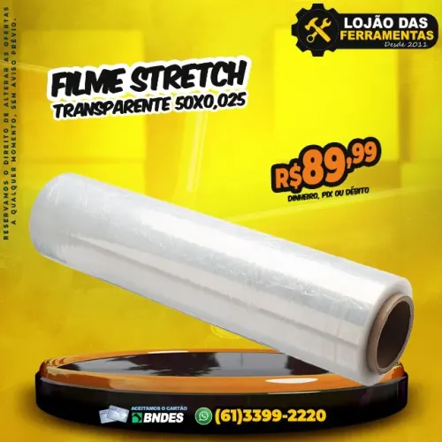 Filme Stretch Transparente 50x0,025
