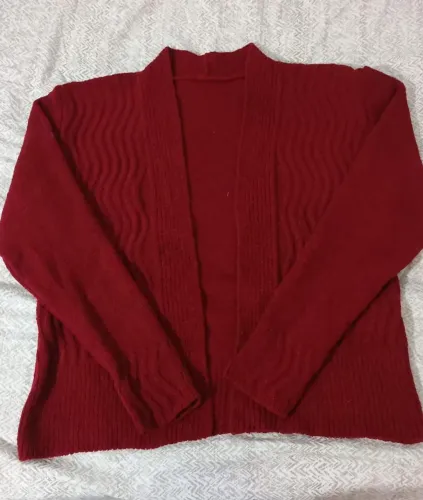Casaco de trico hortelã vermelho