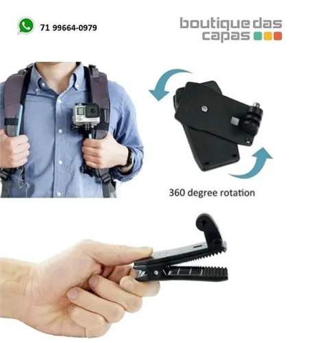 Suporte Clip Gopro Presilha Grampo Garra Quick Release 360º