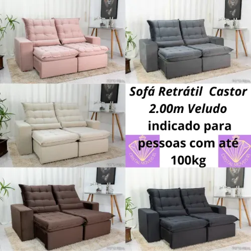 Sofá retrátil reclinável Castor - 2,00m de largura (RUF)