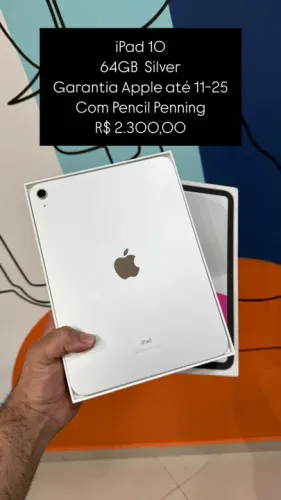iPad 10 64GB Silver 15 dias de uso Garantia Apple até 11-25 Com Pencil Penning | Loja Fis