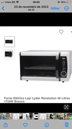 Forno elétrico 220wats modelo ! LYDER 