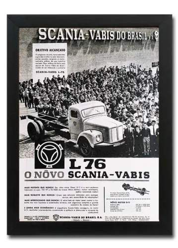 Scania Jacaré L75, L76 - Quadro decorativo com propaganda original de revista - caminhão
