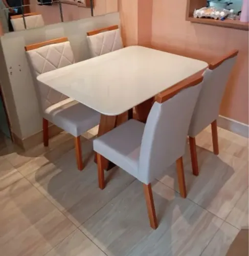 Mesa de Jantar com 4 Cadeiras 120x90 Pronta Entrega
