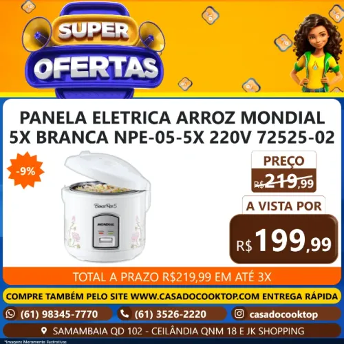 PANELA ELETRICA ARROZ MONDIAL 5X BRANCA NPE-05-5X 220V 72525-02