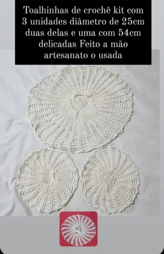 Kit de Toalhinhas de Crochê - 3 Peças