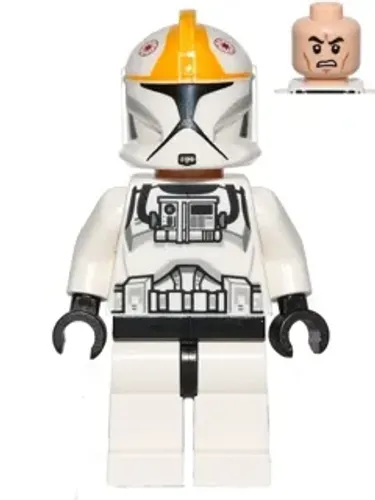 lego star wars: SW0491 Clone Trooper Pilot (Phase 1) - Bright Light Orange Markings, Scowl