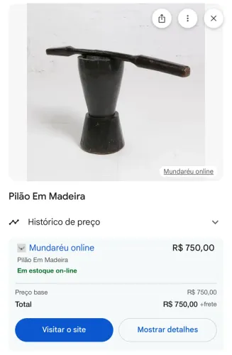 Pilão de madeira grande 
