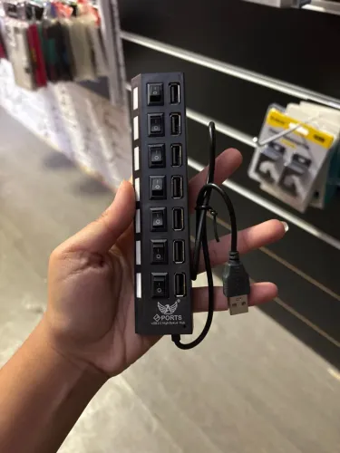 Hub USB 2.0 10 Portas Com Chave Liga/Desliga