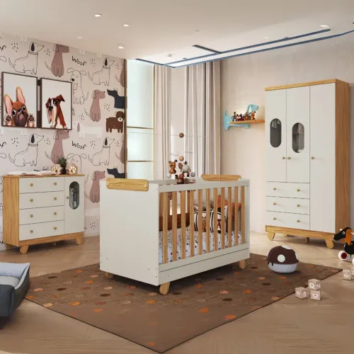 Quarto Bebê Completo Cômoda+Berço+Guarda Roupa Produto Novo 
