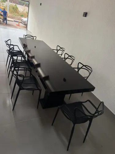 Mesa pedra de ardósia pintada