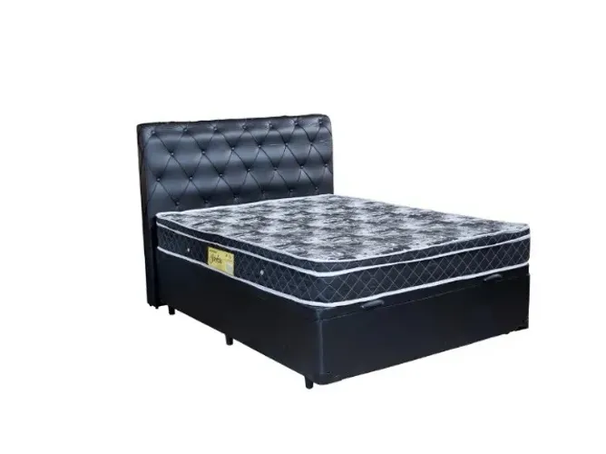 cama baú colchão de molas e cabeceira casal