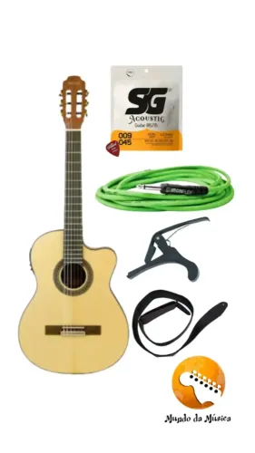 Violão Benson GC100CE N | Clássico | Nylon | EQ | Natural + Correia + Cabo + Capa + Capot