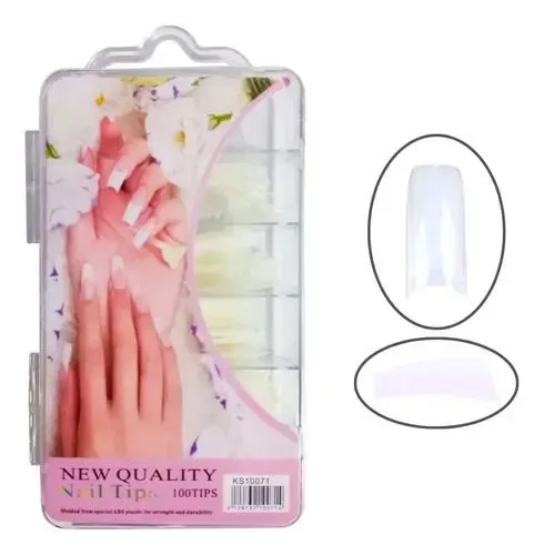 Tips Unhas Postiças Sorriso Transparente Leitosa 100unidades - leitosa