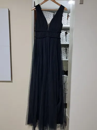 Vestido de festa longo azul marinho