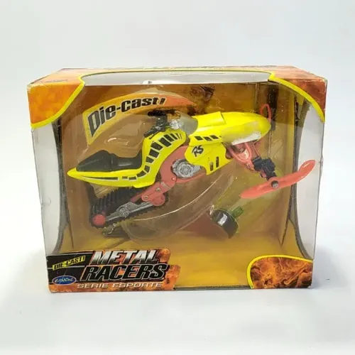 MINIATURA - MOTO RALLY NA NEVE série Metal Racers Esporte. Importado por Gemini. Die CasT