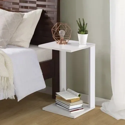 Mesa De Canto Aparador Apoio Enfeites Decorações Madeira MDF Branco