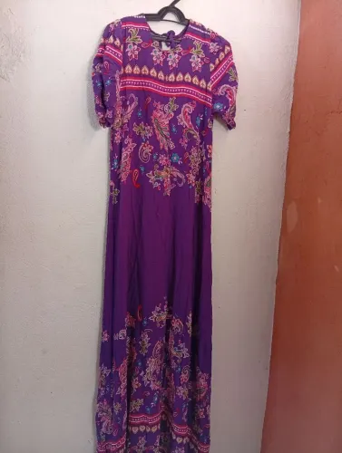 Vestido Longo Roxo Estampado Floral