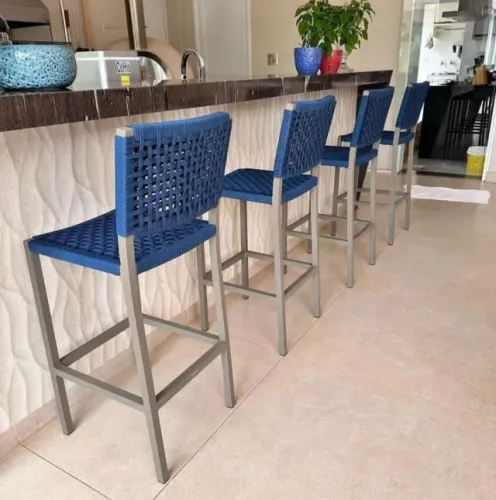Banqueta em corda náutica azul (unidade)