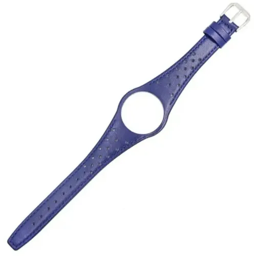 Pulseira azul em couro com fivela em inox para Omega Dynamic