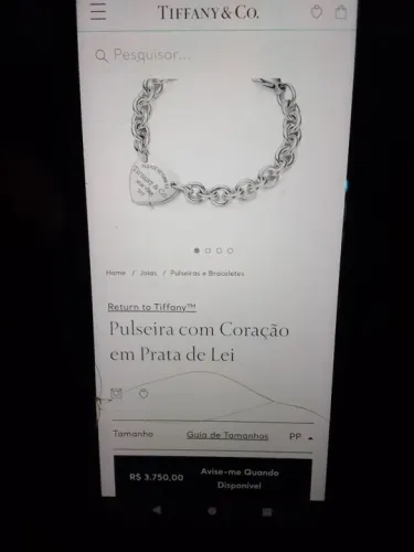Pulseira Tiffany & Co. com Coração em Prata de Lei