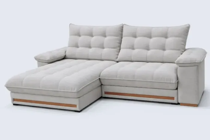 Estorado Retratil Reclinavel Barcelona 250 2x100 com Braco 25cm Linho Gelo Idealle
