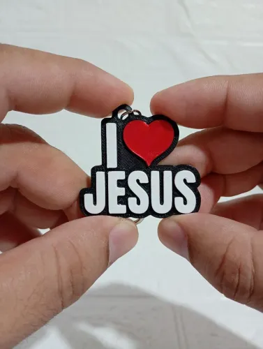 Kit com 10 chaveiros 3D EU AMO JESUS | Atacado