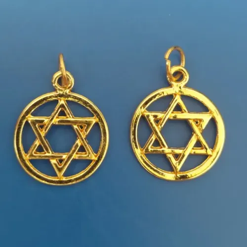 Pingente unissex para cordão estrela de 6 pontas, em metal dourado - 2 unidades