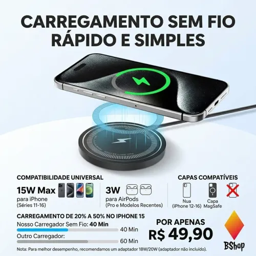 Carregador indução 15w