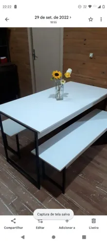 Mesa de jantar industrial + 2 bancos