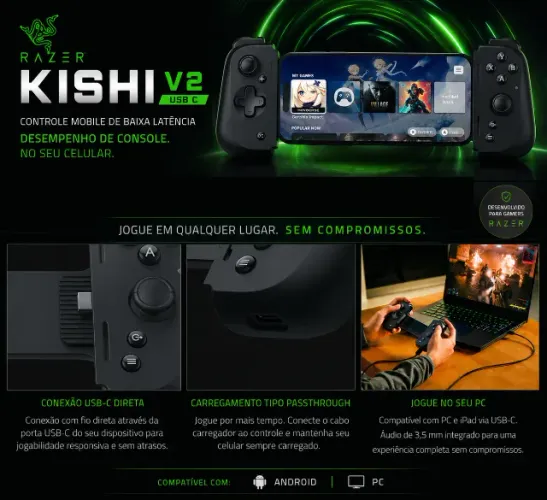 Controle USB C Razer Kishi V2
