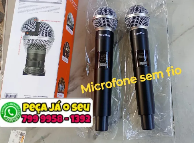 Microfones sem fios kit/2 pró recarregável, festas, show, eventos de rua... 