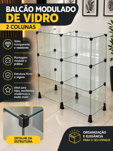 Balcão Expositor de Vidro Modulado