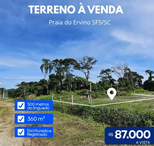 Lote na Praia do Ervino próximo do canal di linguado 