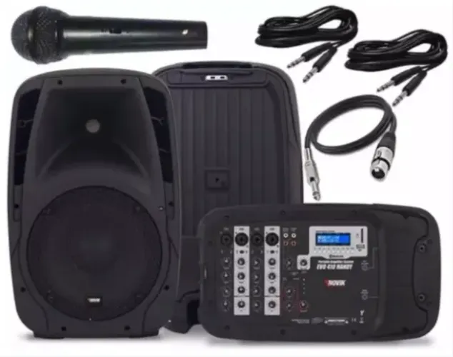 Super Kit Caixa Novik Evo 410 C/ Mesa Preto - Bivolt + Dois Tripé para Caixa