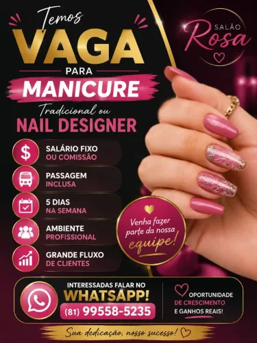 VAGA PARA NAIL DESIGNER - salário ou comissão