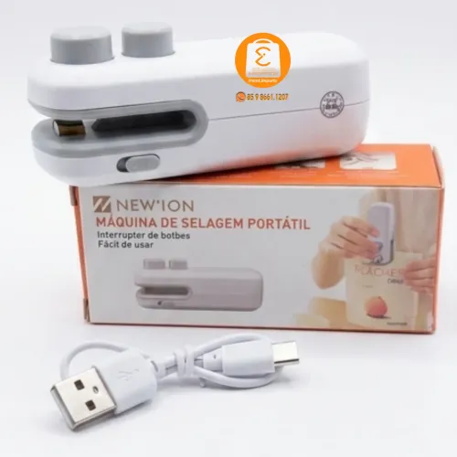 Mini Seladora Térmica de Sacos Embalagem Plásticos Portátil USB Recarregável