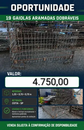 Lote Gaiolas industriais aramada
