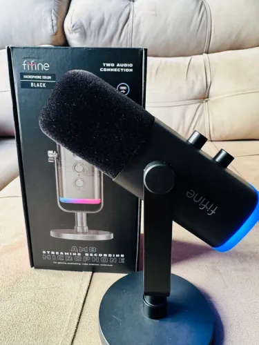 MICROFONE DINÂMICO FIFINE AM8 PRETO COM RGB