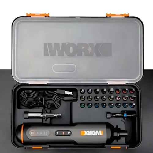 Parafusadeira WORX à Bateria 4,0V com Led e Kit Bits WX240 Lacrada