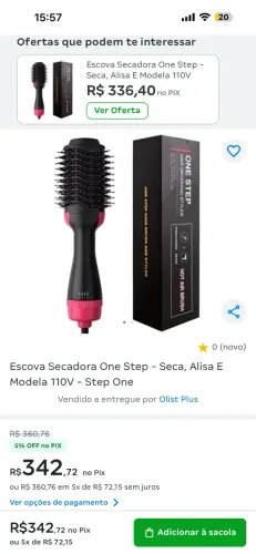 Escova secadora de cabelo
