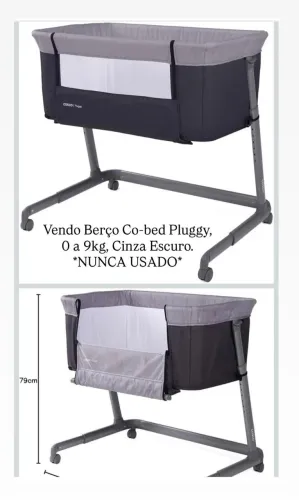 BERÇO CO-BED PLUGGY CINZA ESCURO