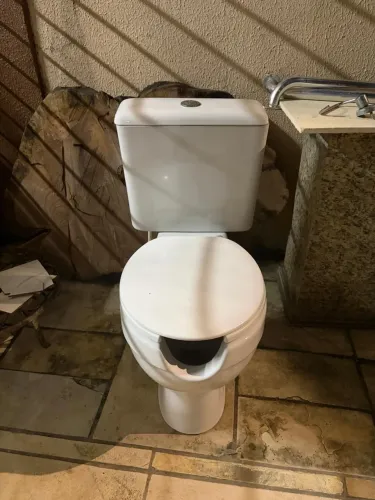 Vaso Sanitário para Deficiente c/ Caixa Acoplada e Barras de Apoio em inox