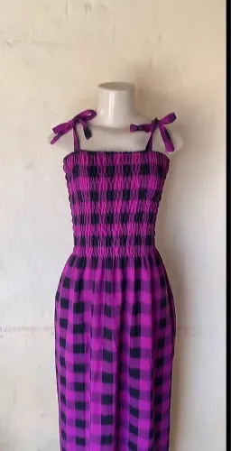 Vestido xadrez rosa